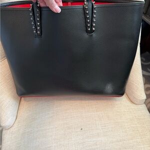 Christian Louboutin Black Studded Tote Bag with pouch.